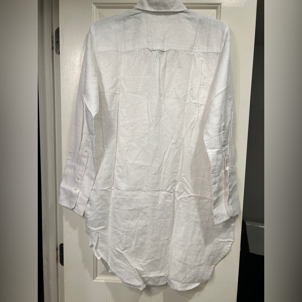 NWT J.Crew Relaxed Fit Shirt Linen Cotton Blend Sheer White Size XXS SEE PICS - Picture 8 of 13